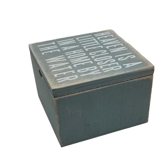 Decorative Distressed Wood Box - Heaven Is A Little Closer Home By the Water - Picture 5 of 5